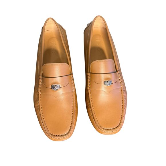 Versace NIB Medusa Biggie Driver Loafers in Dark Toffee Size 44 - Picture 4 of 12